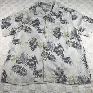 Tommy Bahama Original Fit Silk Button Down Shirt Floral Palm Tree XL‎